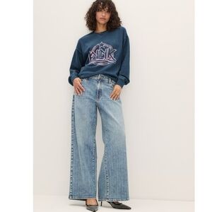 PINK Victoria's Secret mid-rise wide-leg bejeweled embellished baggy jeans